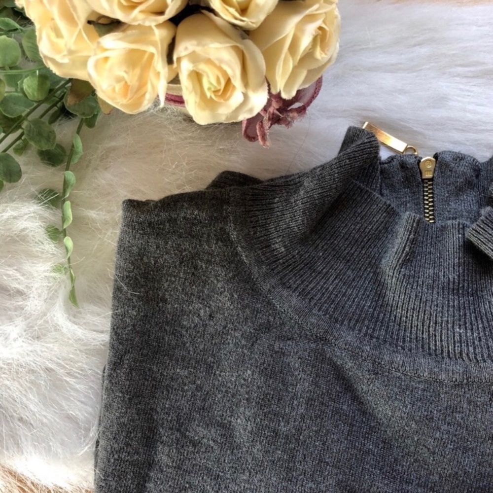 Philosophy Ruched Side Turtleneck Sweater in Grey
